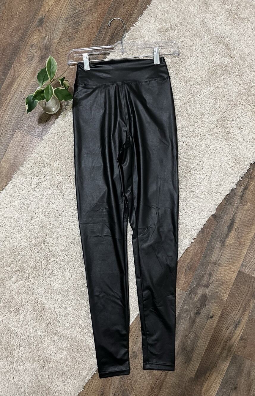 Offline by Aerie Size Small Black Faux Leather High-Rise Leggings